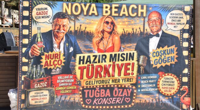 NOYA BEACH’TE COŞKULU YEŞİLÇAM GECESİ: NURİ ALÇO’NUN ELİNDEN GAZOZ İÇME YARIŞINA GİRDİLER!